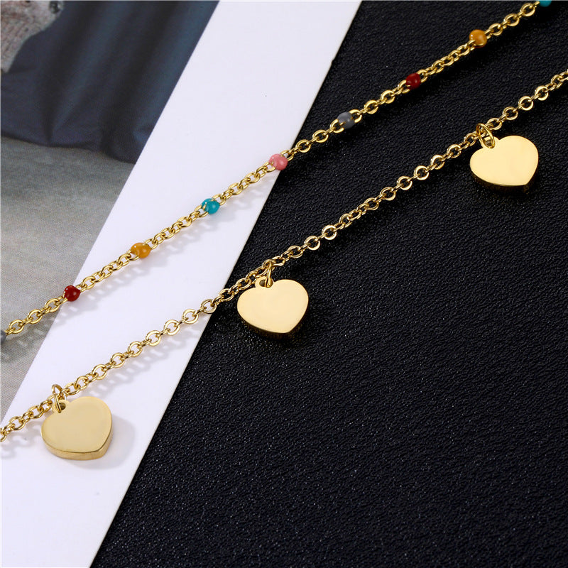 Wholesale Double Layer Heart Shape Stainless Steel Necklaces